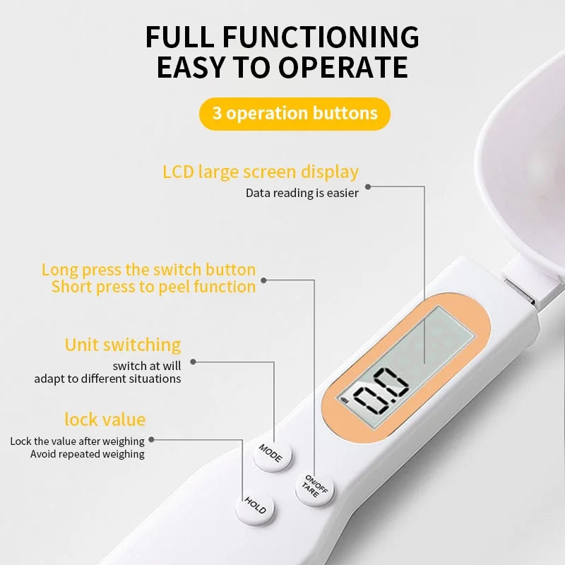 Nura Dijital Ölçüm Kaşığı - 500g Kapasiteli Elektronik Tartı Kaşığı (Mutfak için)