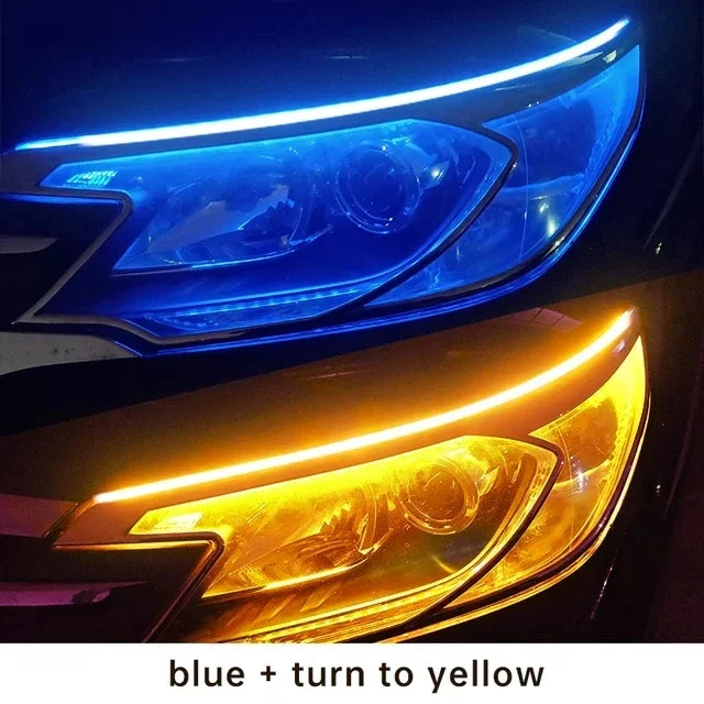 LED DRL Esnek Araç Gündüz Farı - Su Geçirmez Beyaz ve Sarı Sinyal Şeridi 30cm