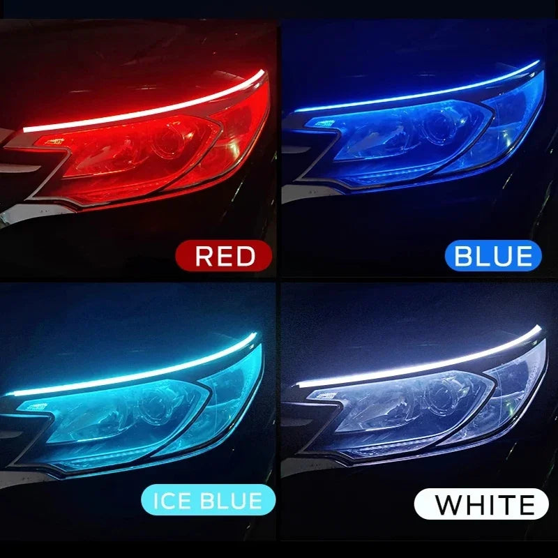 LED DRL Esnek Araç Gündüz Farı - Su Geçirmez Beyaz ve Sarı Sinyal Şeridi 30cm