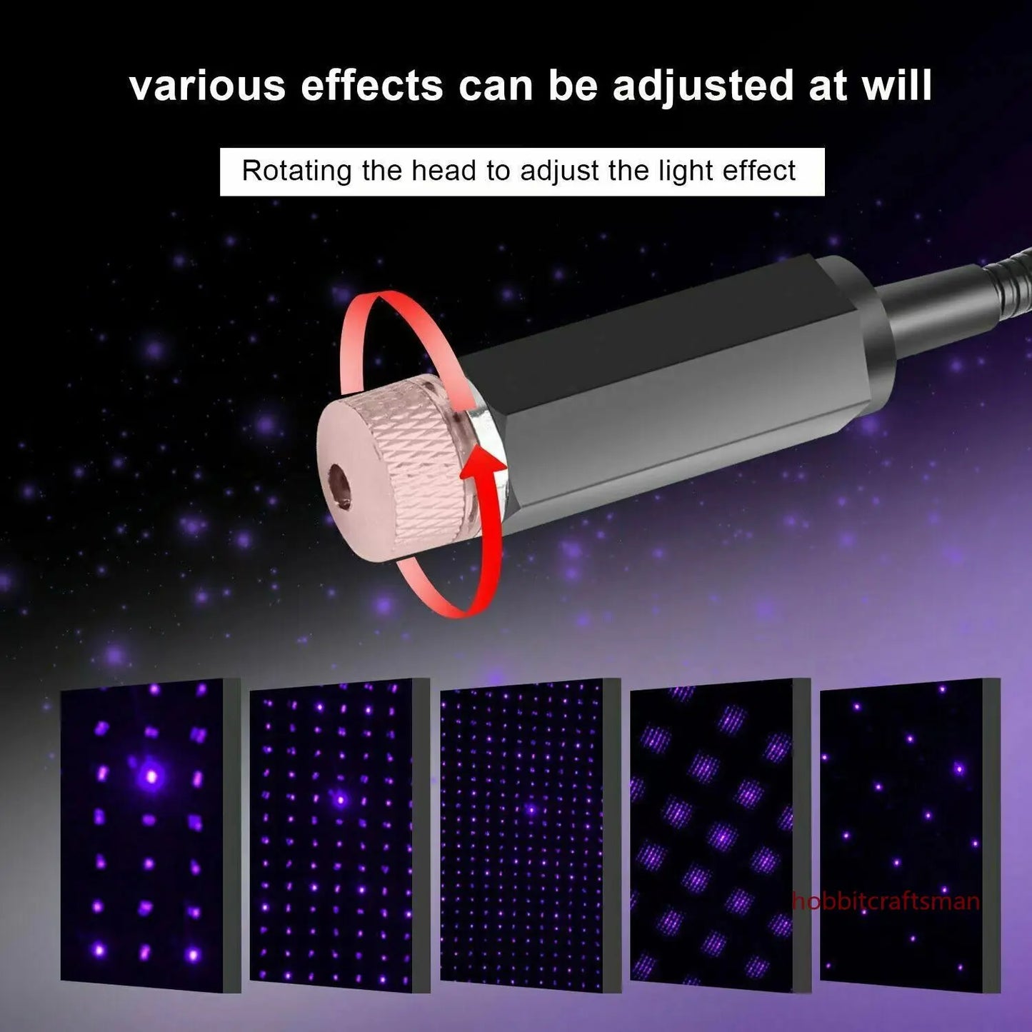 Mini LED Araç Tavan Yıldız Işığı Projektör - Ayarlanabilir USB Galaksi Lambası