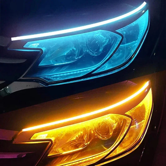 LED DRL Esnek Araç Gündüz Farı - Su Geçirmez Beyaz ve Sarı Sinyal Şeridi 30cm