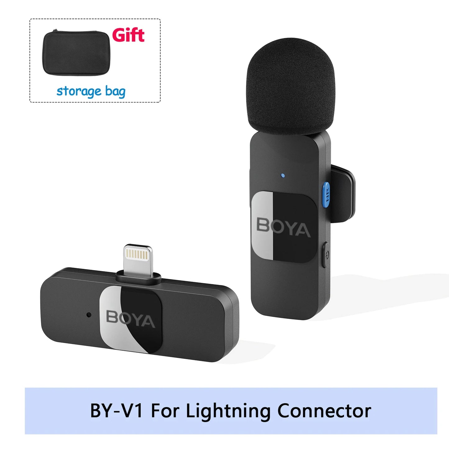 Nura Mini Kablosuz Lavalier Mikrofon - iPhone, iPad, Android için Canlı Yayın ve Vlog (BOYA BY-V)