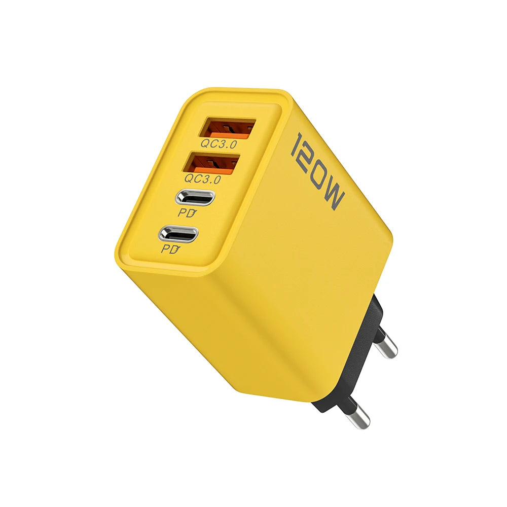120W 4 Portlu USB-C Şarj Cihazı - iPhone 15/14, Samsung, Xiaomi, Huawei için Hızlı Şarj Adaptörü