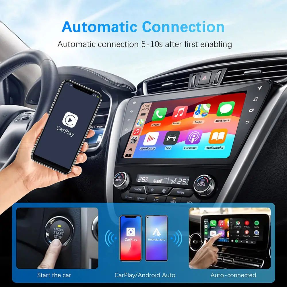 2in1 Simli ve Kablosuz CarPlay Android Auto Adaptörü - USB Tak ve Çalıştır