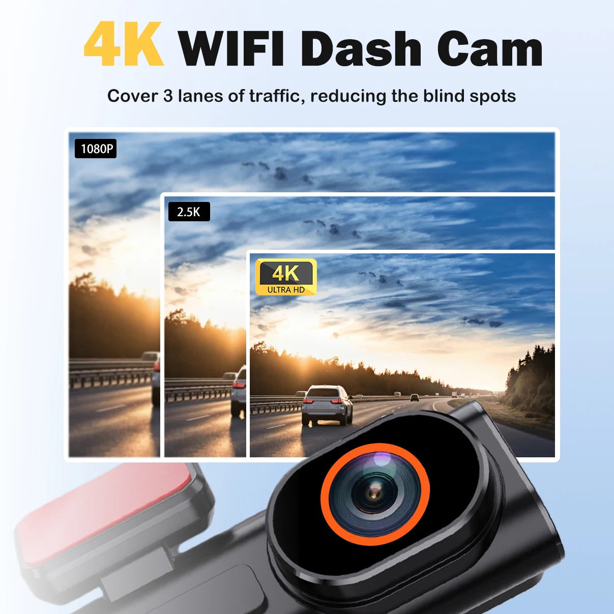 Aprilboy 4K WiFi Araç Kamerası - Çift Lensli Ön ve Arka 1080P Gece Görüşlü Dash Cam
