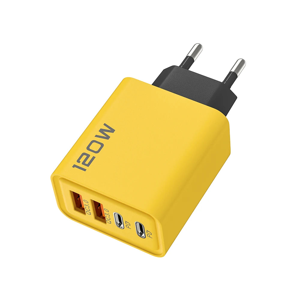 120W 4 Portlu USB-C Şarj Cihazı - iPhone 15/14, Samsung, Xiaomi, Huawei için Hızlı Şarj Adaptörü