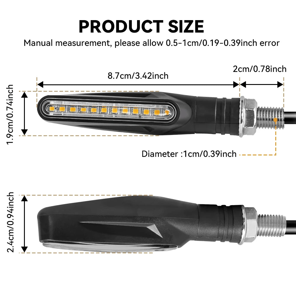 Motorcycle Led Turn Signals Directional Indicators Flashing Rear Tail Brake Flasher Light Stop Signal Light Motorcycle DRL Lamp