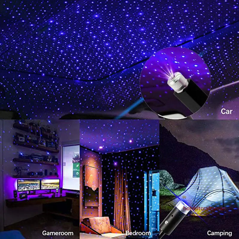 Mini LED Araç Tavan Yıldız Işığı Projektör - Ayarlanabilir USB Galaksi Lambası