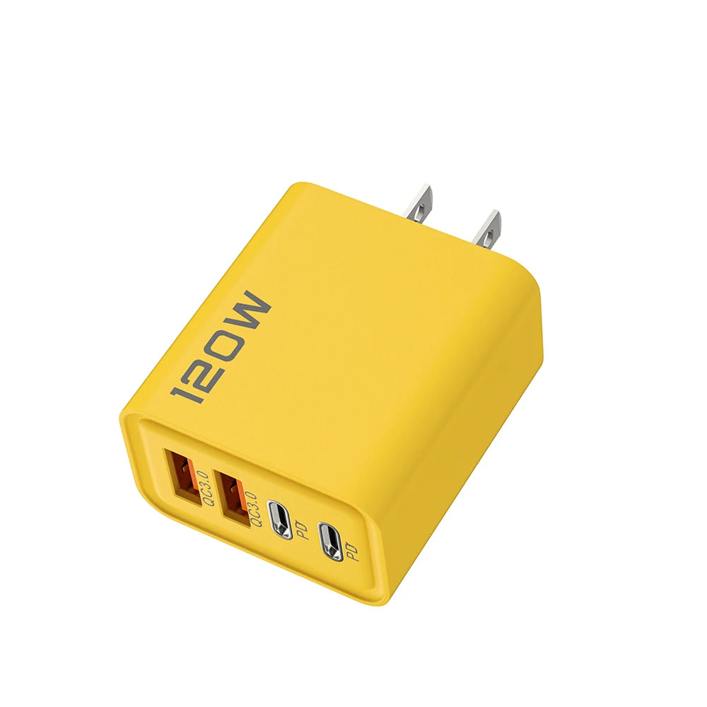 120W 4 Portlu USB-C Şarj Cihazı - iPhone 15/14, Samsung, Xiaomi, Huawei için Hızlı Şarj Adaptörü